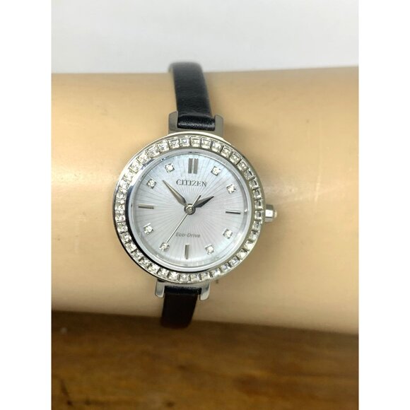 Citizen Women\'s Watch EM0860-51D Eco Drive Mother of Pearl Dial Black Leather main image 4